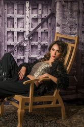 Maheen Khan - GAGA - 4 BLACK - Black - Blended Chiffon - 1 Piece